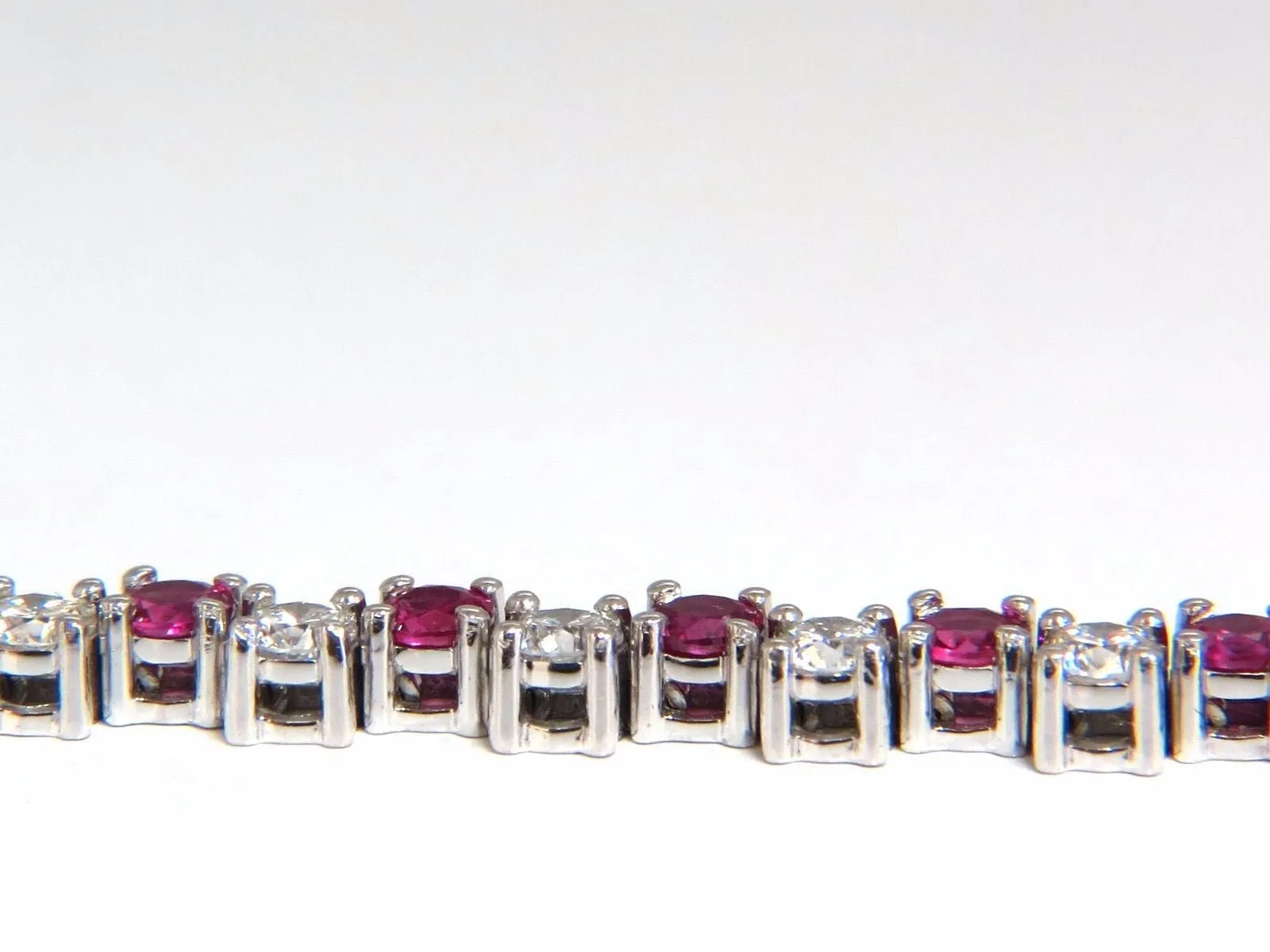 5.96ct natural ruby diamonds alternating tennis bracelet 14kt