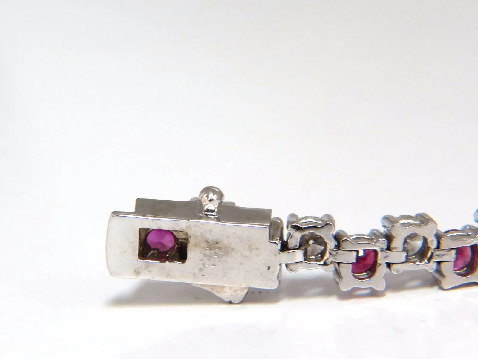5.96ct natural ruby diamonds alternating tennis bracelet 14kt