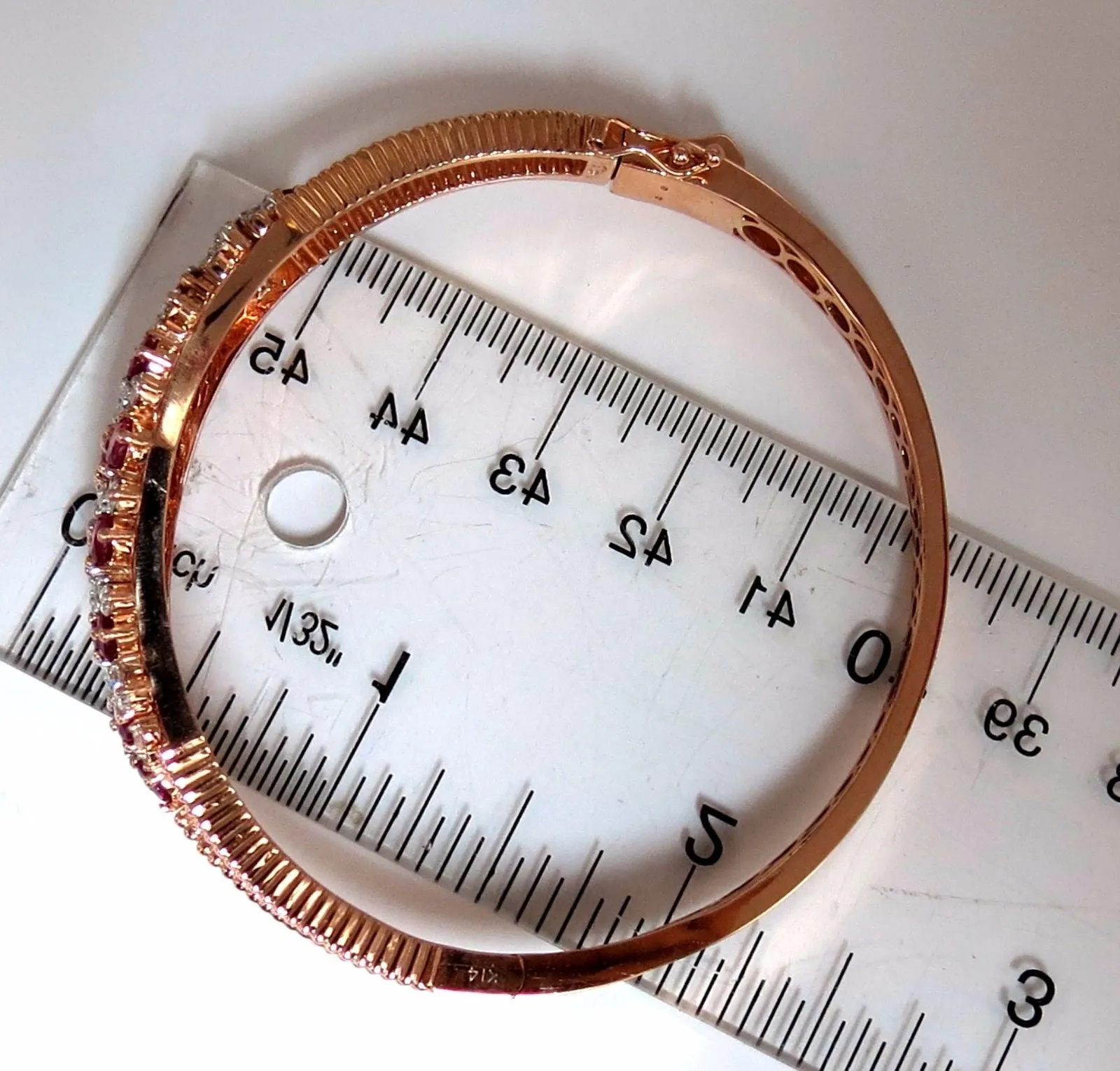 6.16ct natural round cut ruby diamonds bangle bracelet 14kt victorian