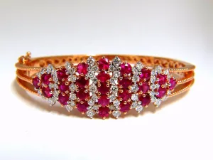 6.16ct natural round cut ruby diamonds bangle bracelet 14kt victorian