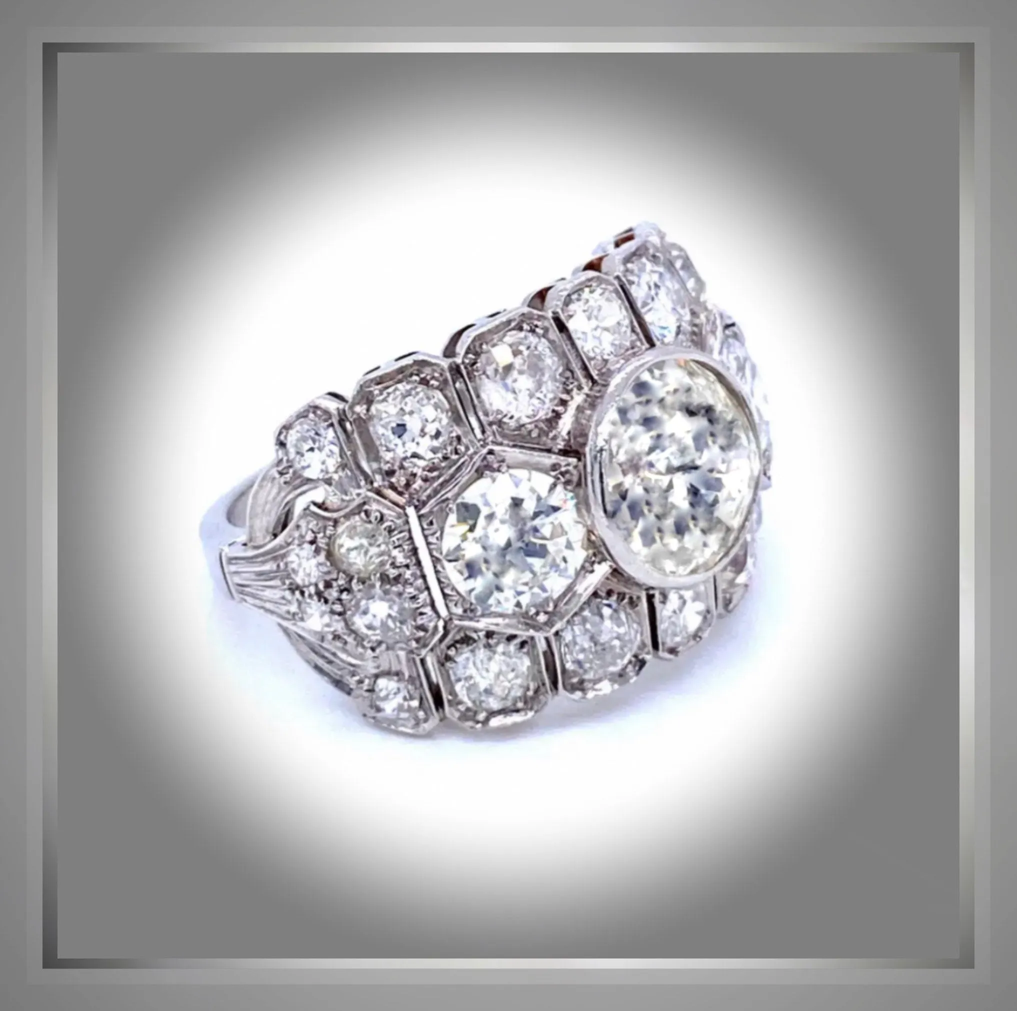 7 Carat Art Deco Inspired Platinum Ring - Circa 1920- 1930