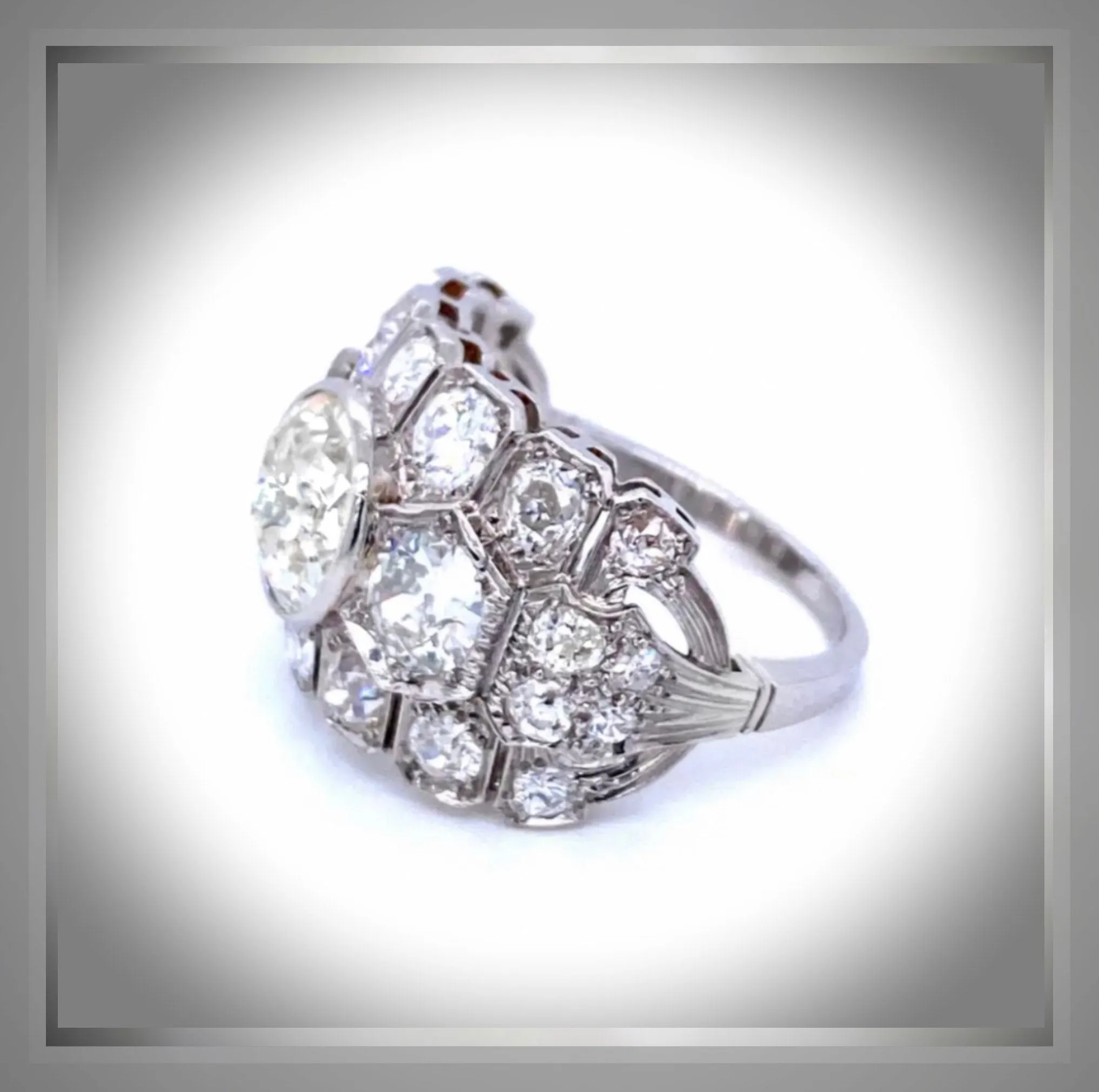 7 Carat Art Deco Inspired Platinum Ring - Circa 1920- 1930