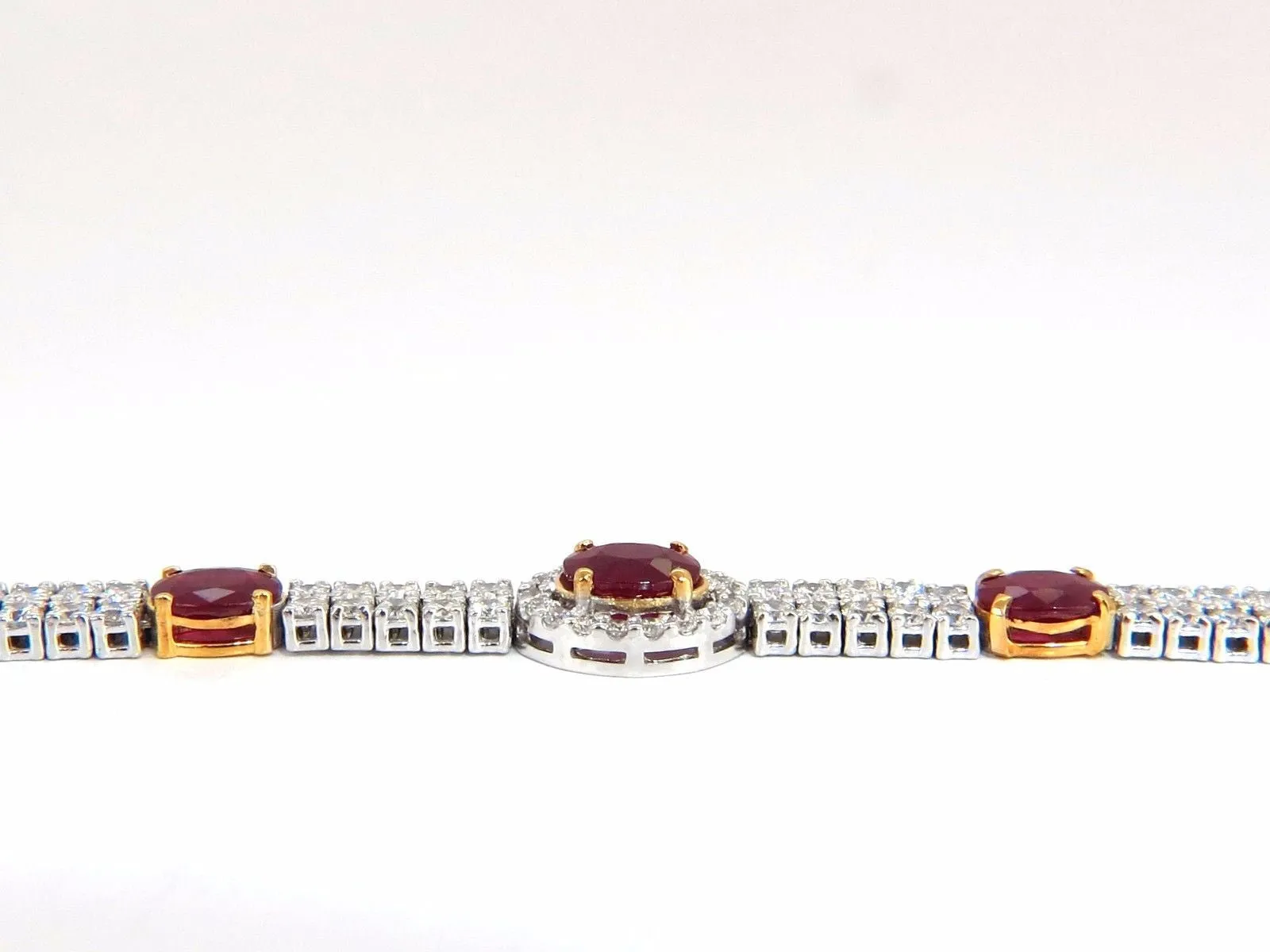 7.34ct natural ruby diamonds bracelet regency deco 14kt double row cluster