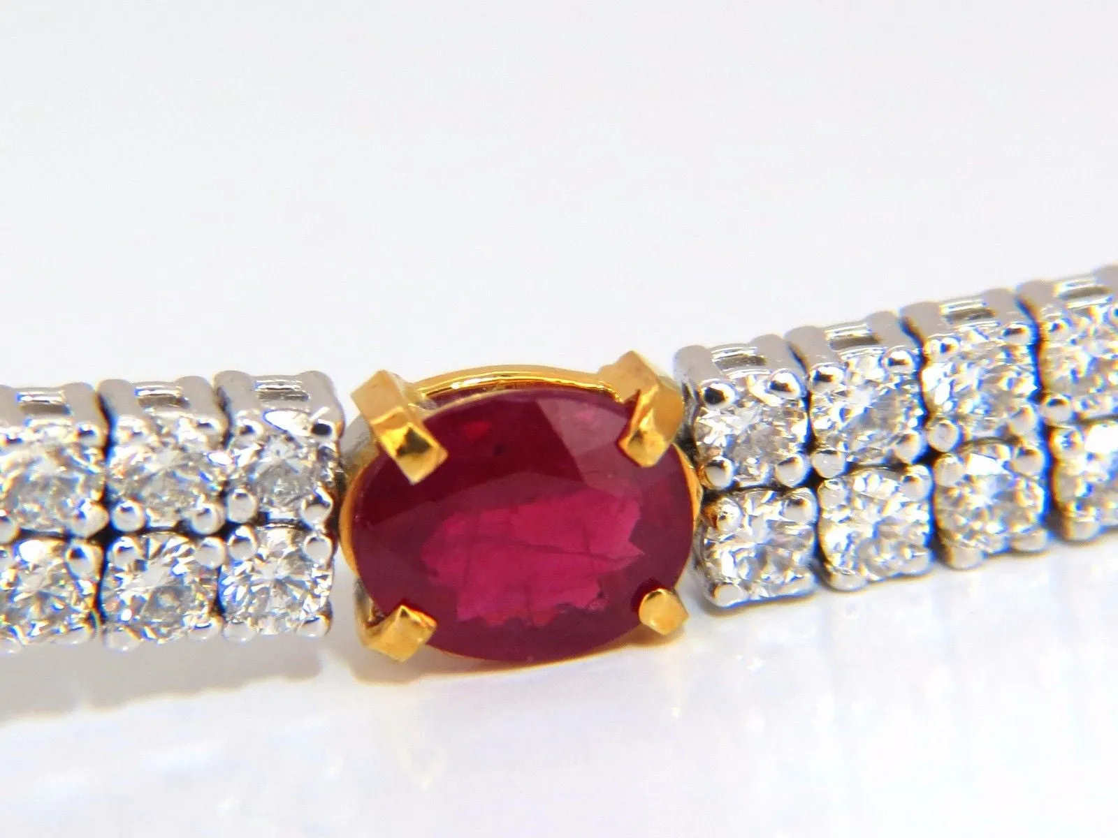 7.34ct natural ruby diamonds bracelet regency deco 14kt double row cluster