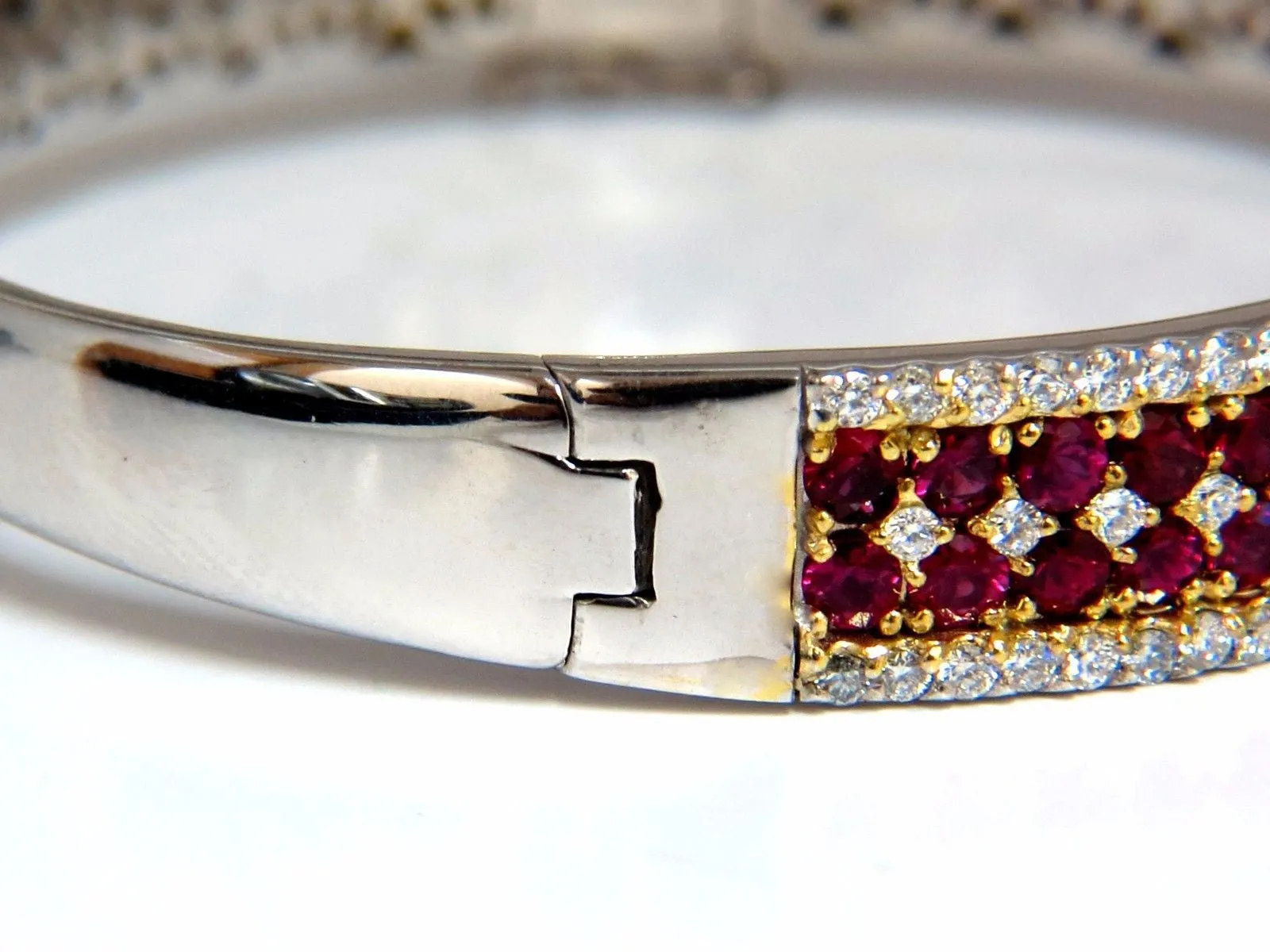8.00ct natural round cut ruby diamonds bangle bracelet 14kt