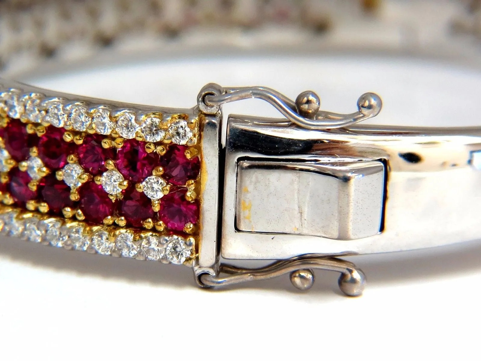 8.00ct natural round cut ruby diamonds bangle bracelet 14kt