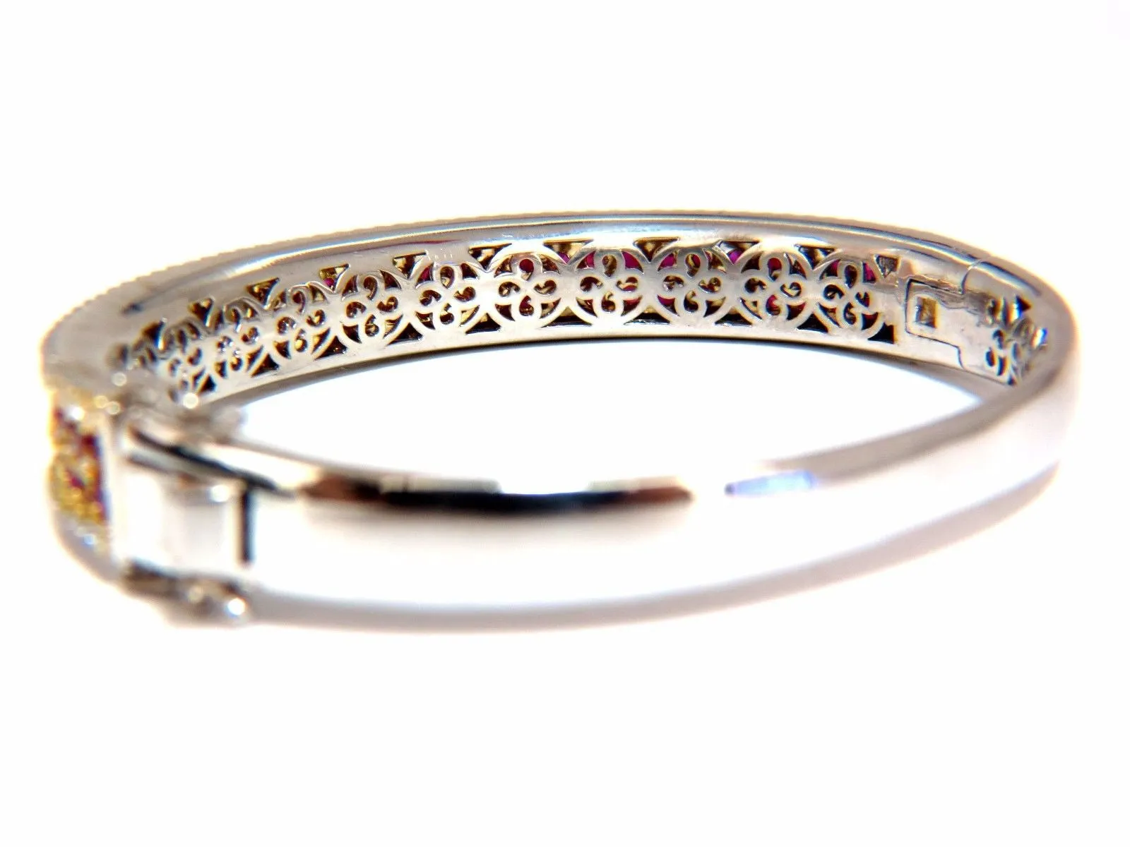 8.00ct natural round cut ruby diamonds bangle bracelet 14kt