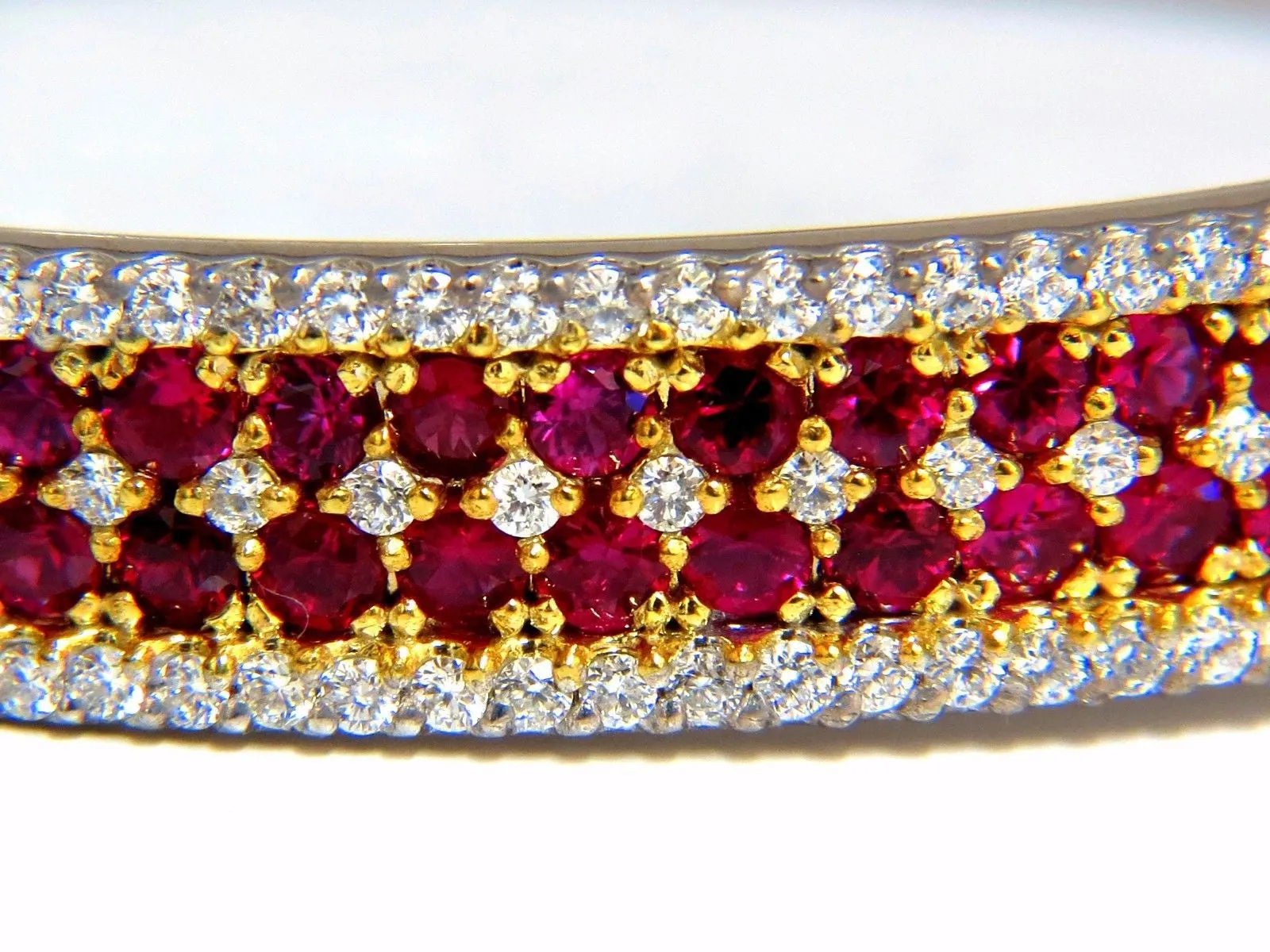 8.00ct natural round cut ruby diamonds bangle bracelet 14kt