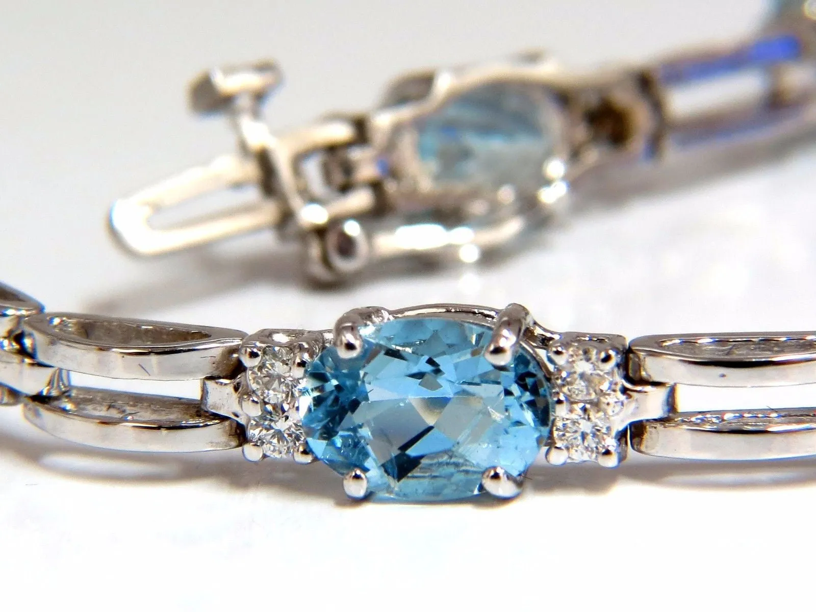 9.84ct natural aquamarine diamonds tennis bracelet 14kt vivid prime aqua blue