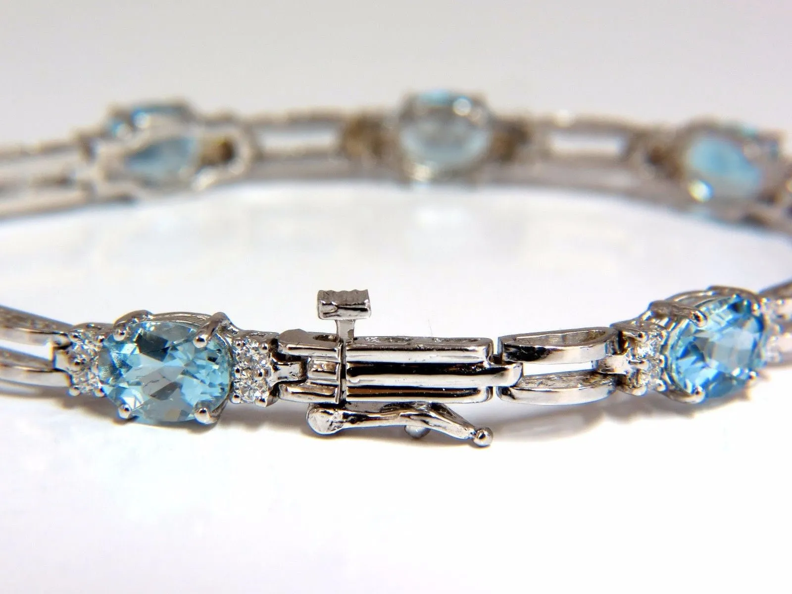 9.84ct natural aquamarine diamonds tennis bracelet 14kt vivid prime aqua blue