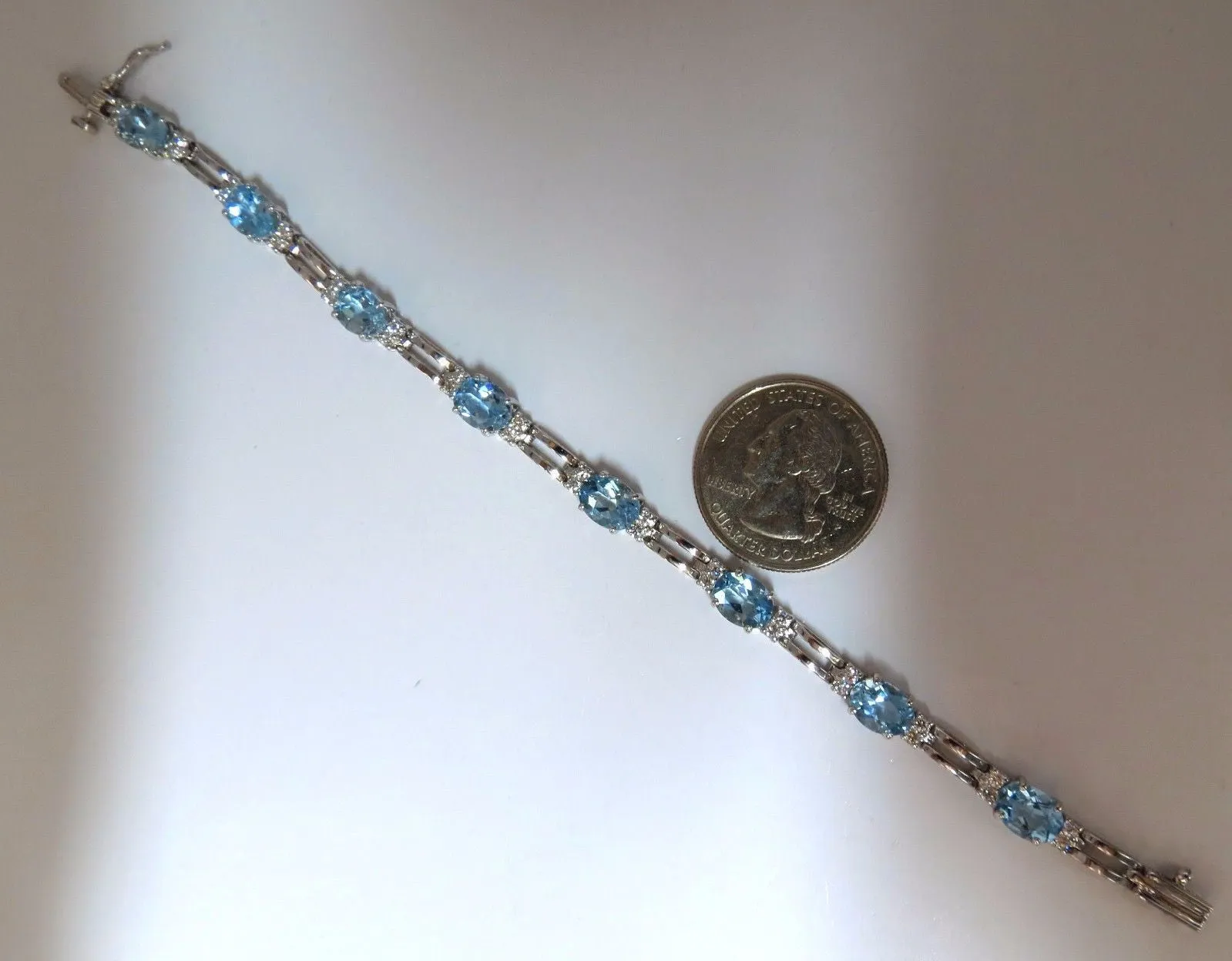 9.84ct natural aquamarine diamonds tennis bracelet 14kt vivid prime aqua blue