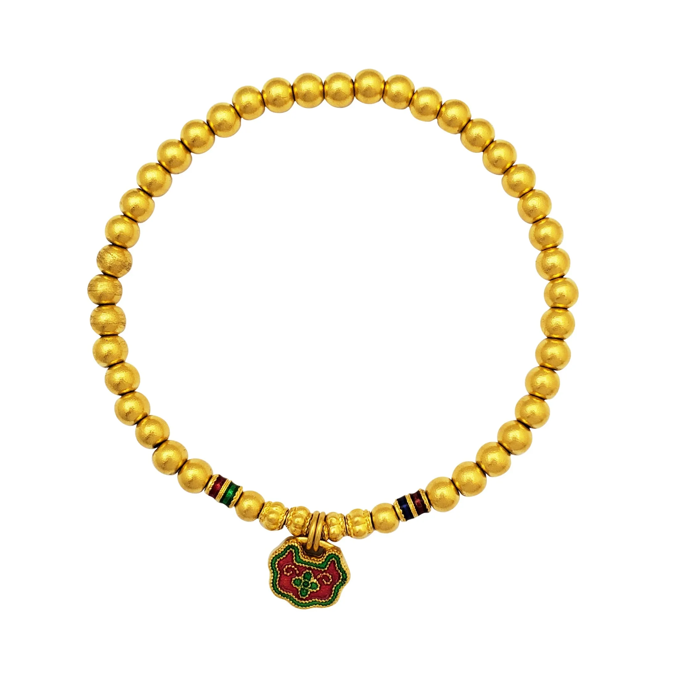 [Adjustable] Beaded Enameled Ingot Bracelet (24K)