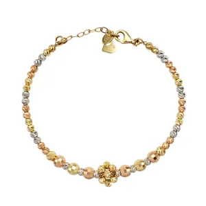 [Adjustable] Tricolor Moon-cuts & Disco-cuts Bangle Bracelet (14K)