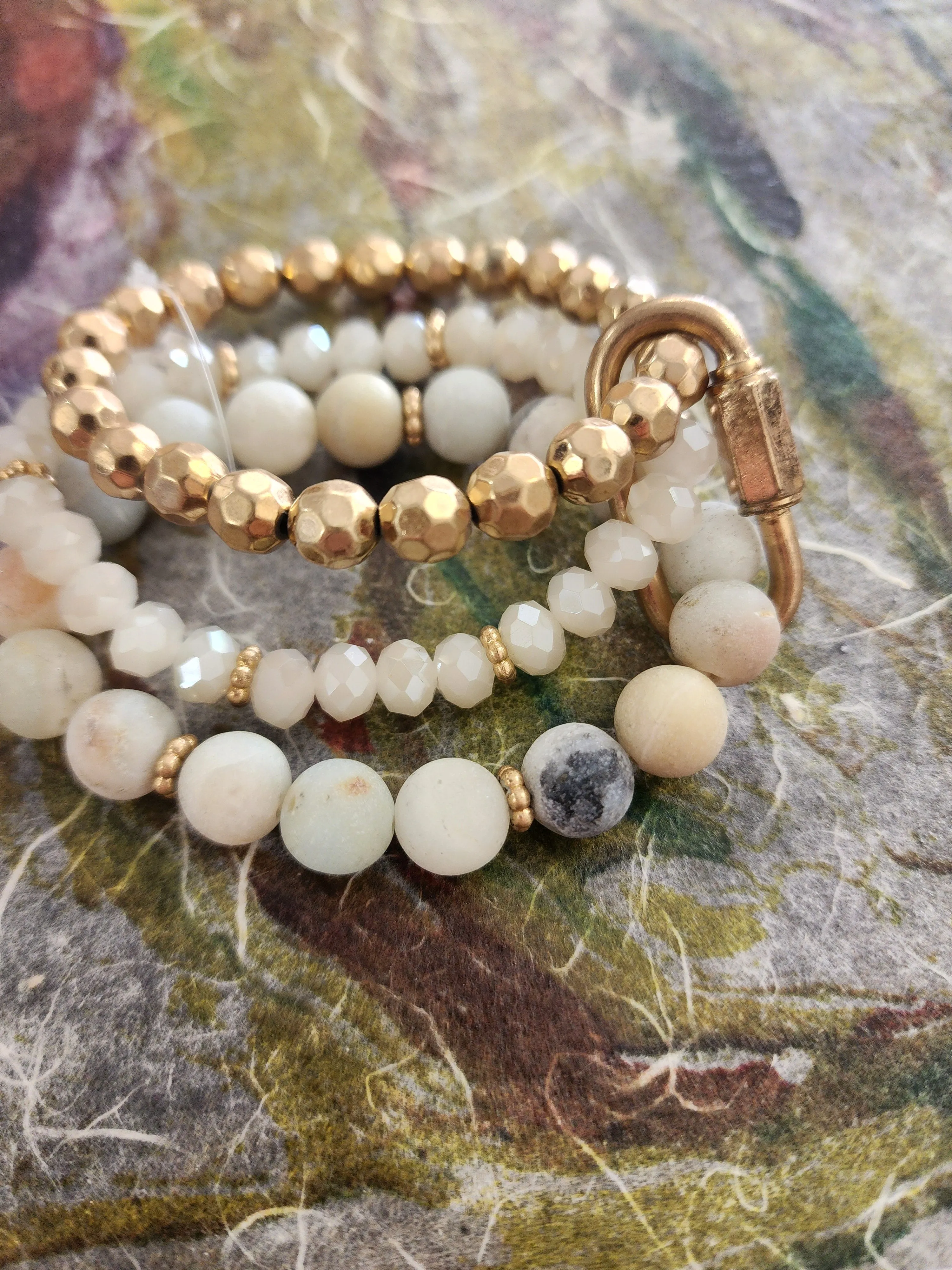 Amazonite stone bead bracelet set *