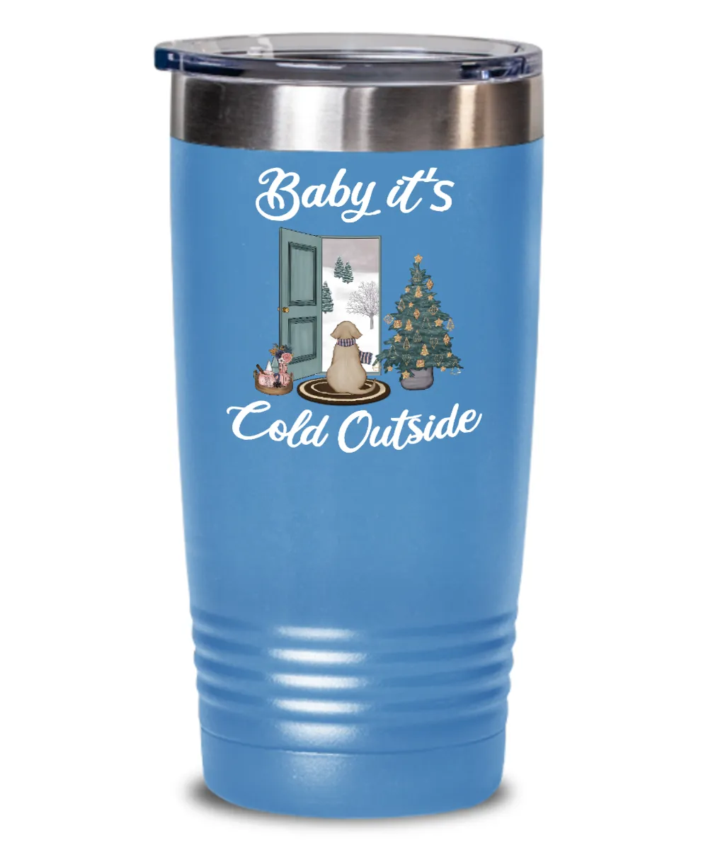 Baby it's Cold Outside Tumbler Christmas Mug Gift Cute Winter Scene Mugs with Sayings Gift for Grandma Dog Lover Travel Coffee Cup Stocking Stuffer
