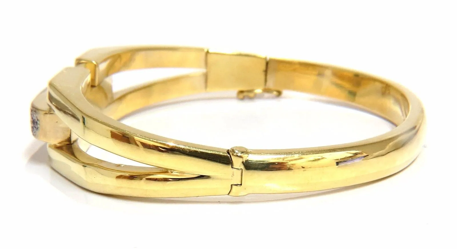 bangle bracelet 14kt .70ct round natural diamonds raised bar mod deco