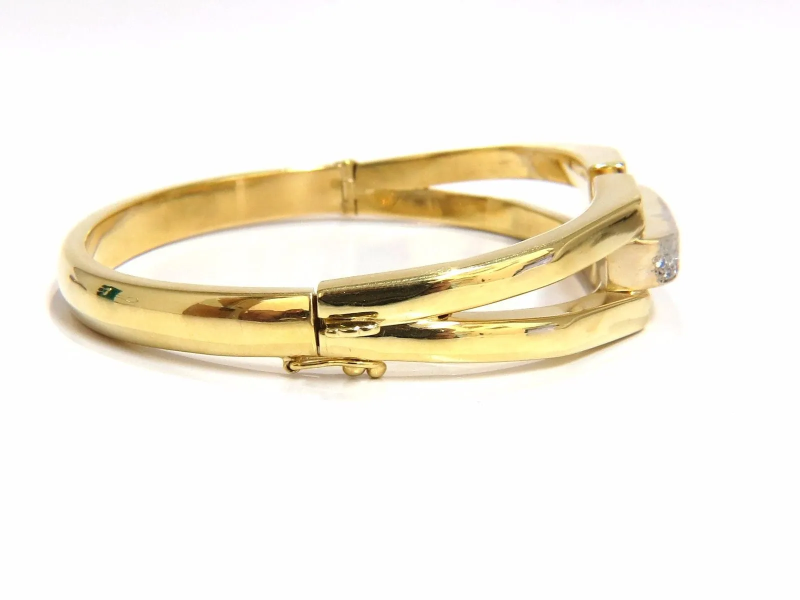 bangle bracelet 14kt .70ct round natural diamonds raised bar mod deco