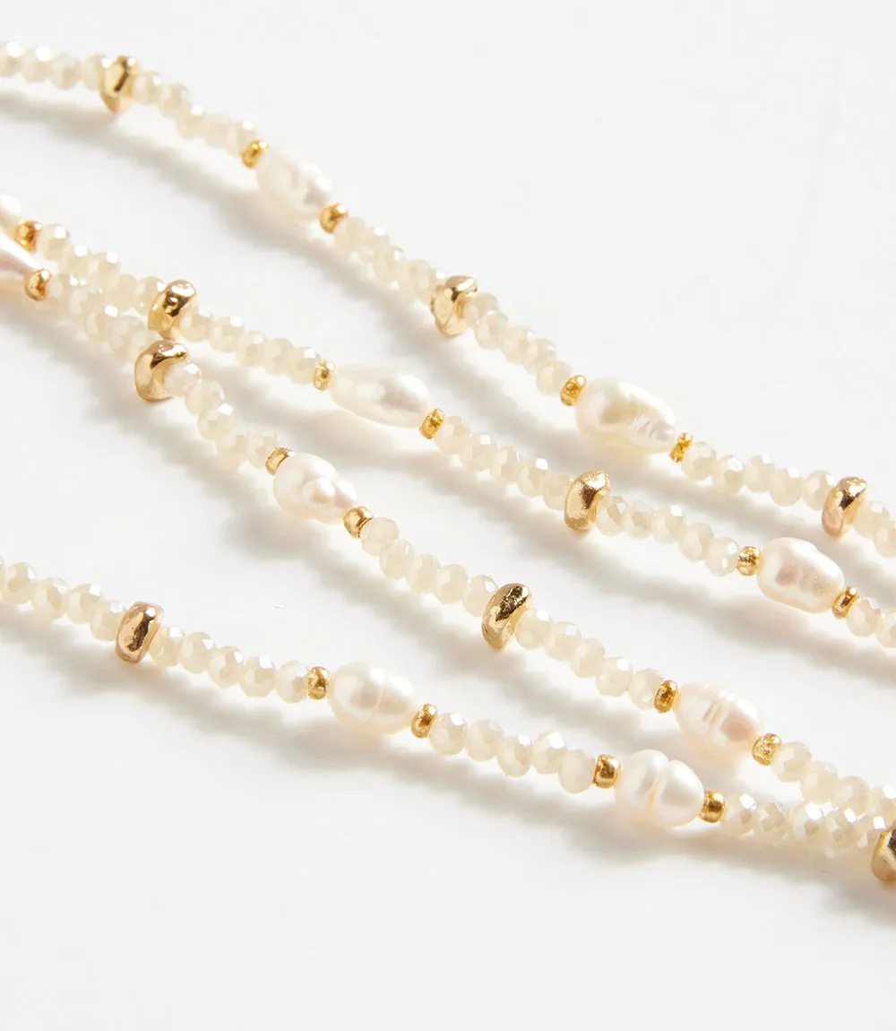 Beaded Gemstone And Pearl Stretch Bracelet