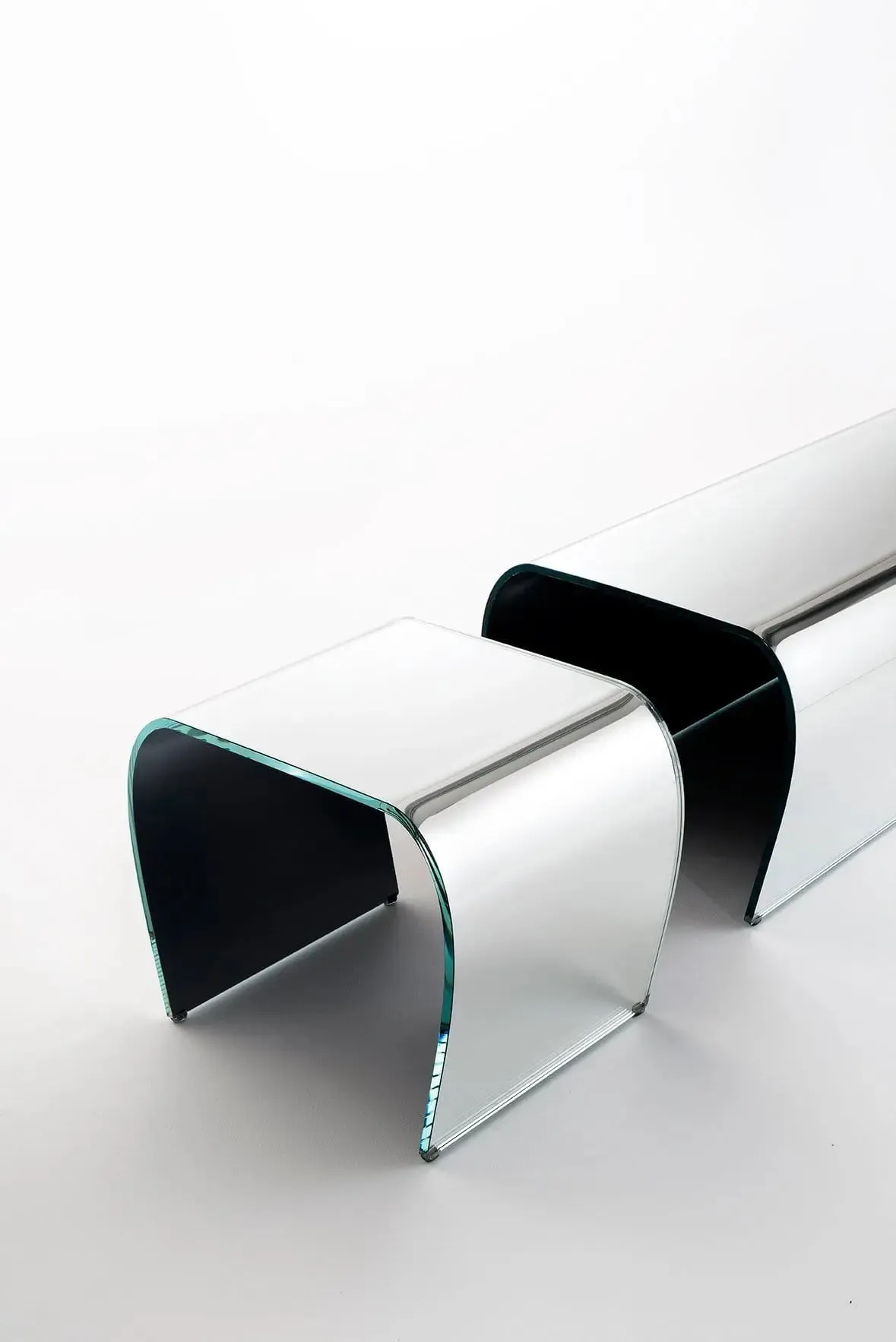 Bent Glass Bench and Stool