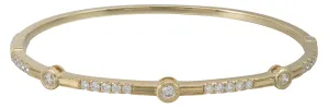 Bezel Set Diamond Station Bangle Bracelet with Milgrain Details