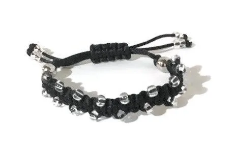 Black adjustable macrame art bracelet, The Black orchid, boho chic style