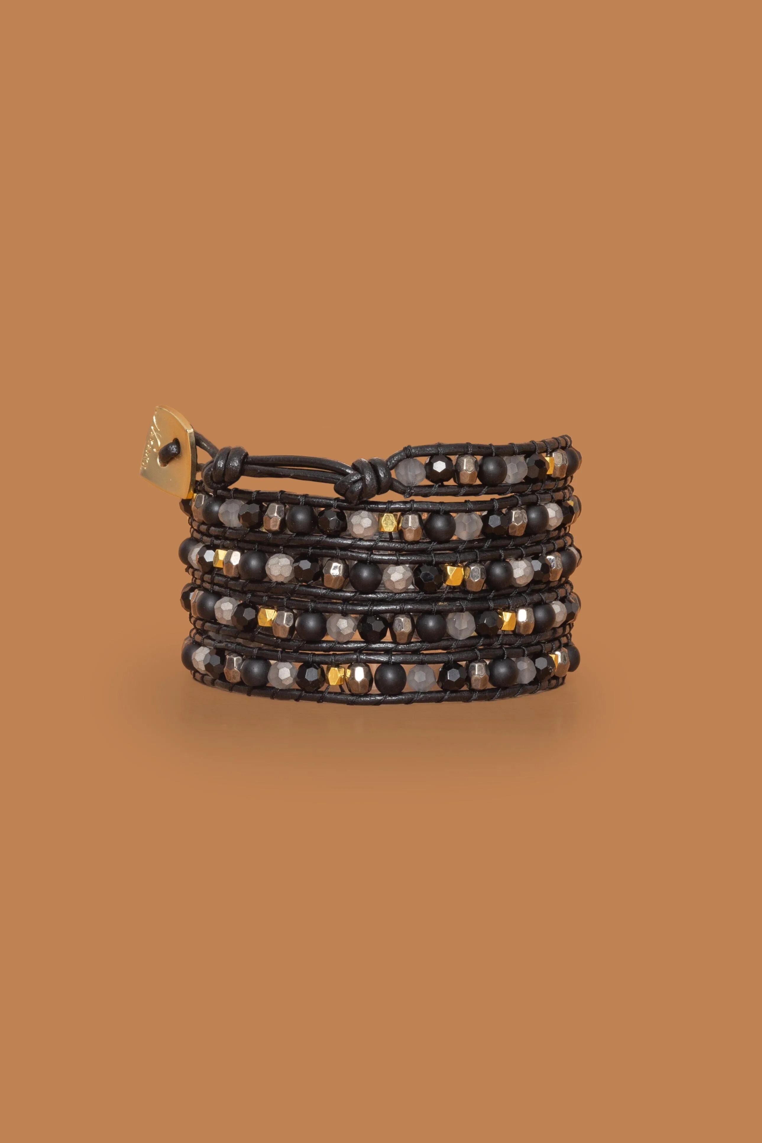 Black Bead Five Layer Wrap