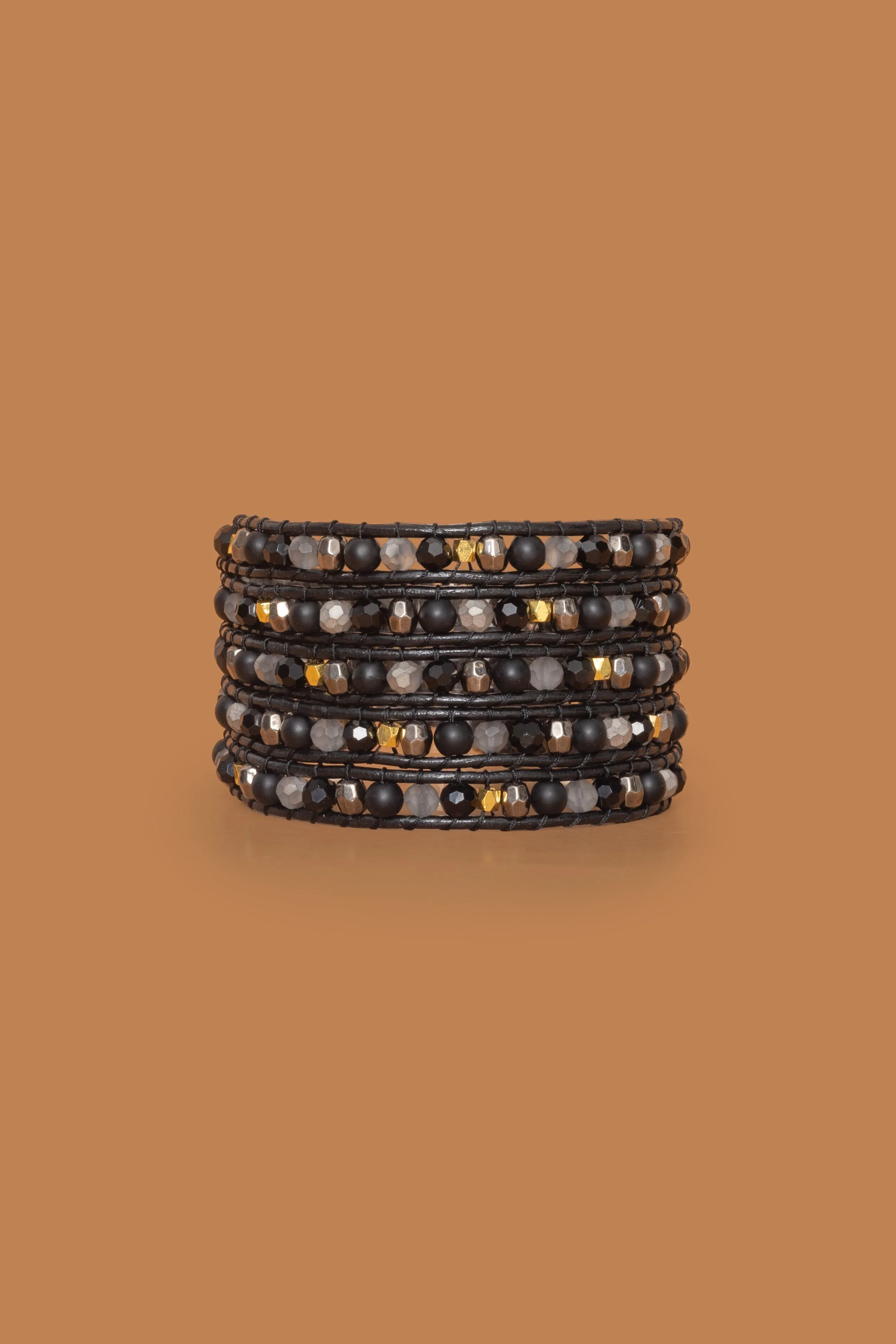 Black Bead Five Layer Wrap