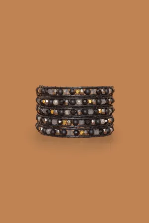 Black Bead Five Layer Wrap