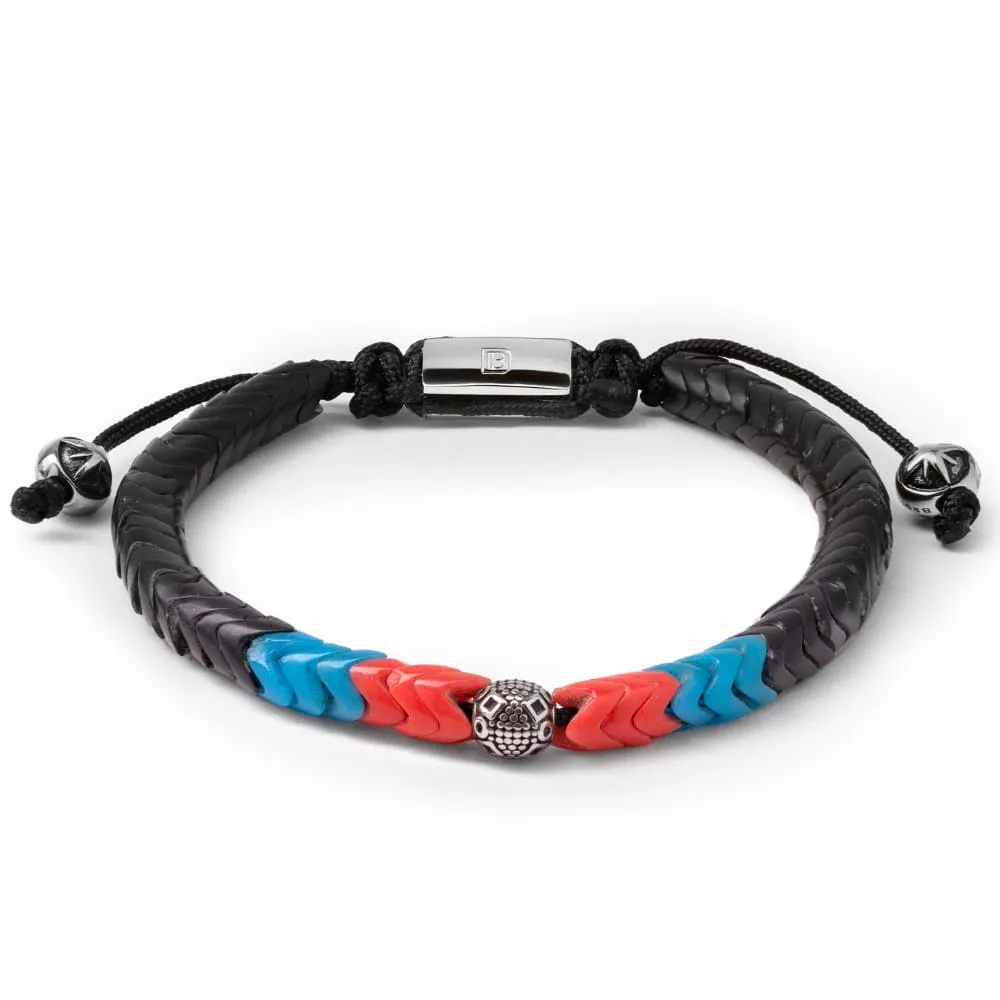 Black, Blue, and Red Glass with Silver Tropez
