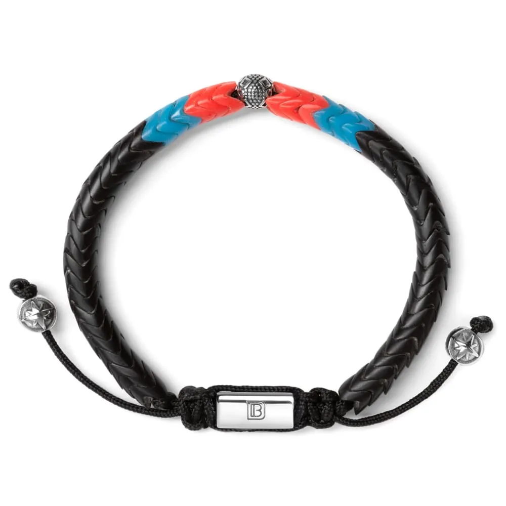 Black, Blue, and Red Glass with Silver Tropez