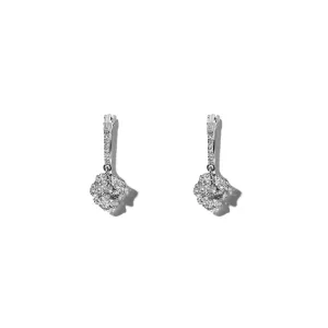 Bloom Petit Flower White Diamonds Hoop Earrings in Gold