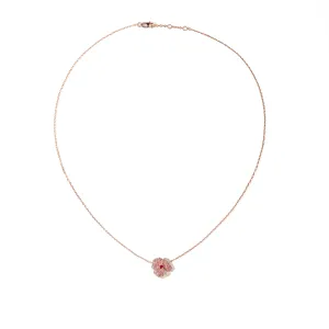 Bloom Small Flower Light Pink Sapphire Necklace in Rose Gold
