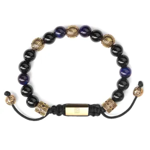 Blue Tiger Eye, Onyx, and Gold Tropez