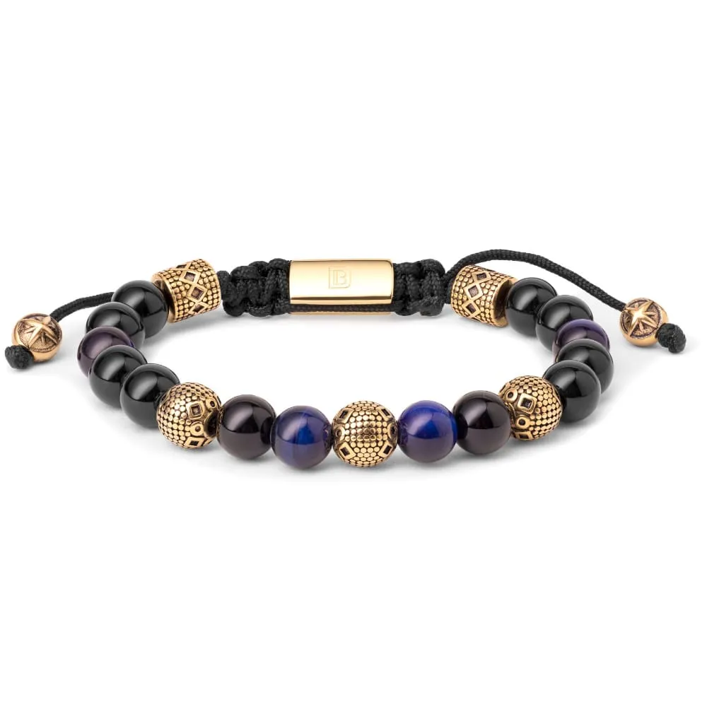 Blue Tiger Eye, Onyx, and Gold Tropez