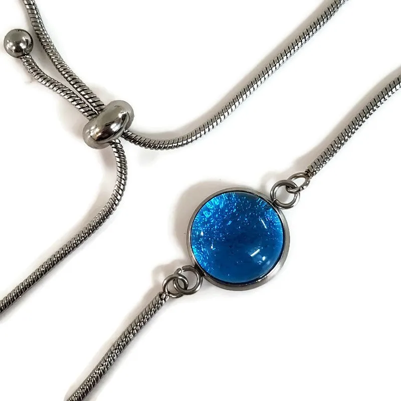 Bracelet ajustable turquoise transparent
