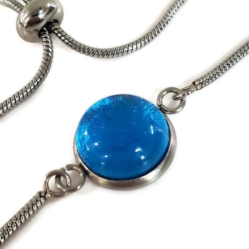 Bracelet ajustable turquoise transparent