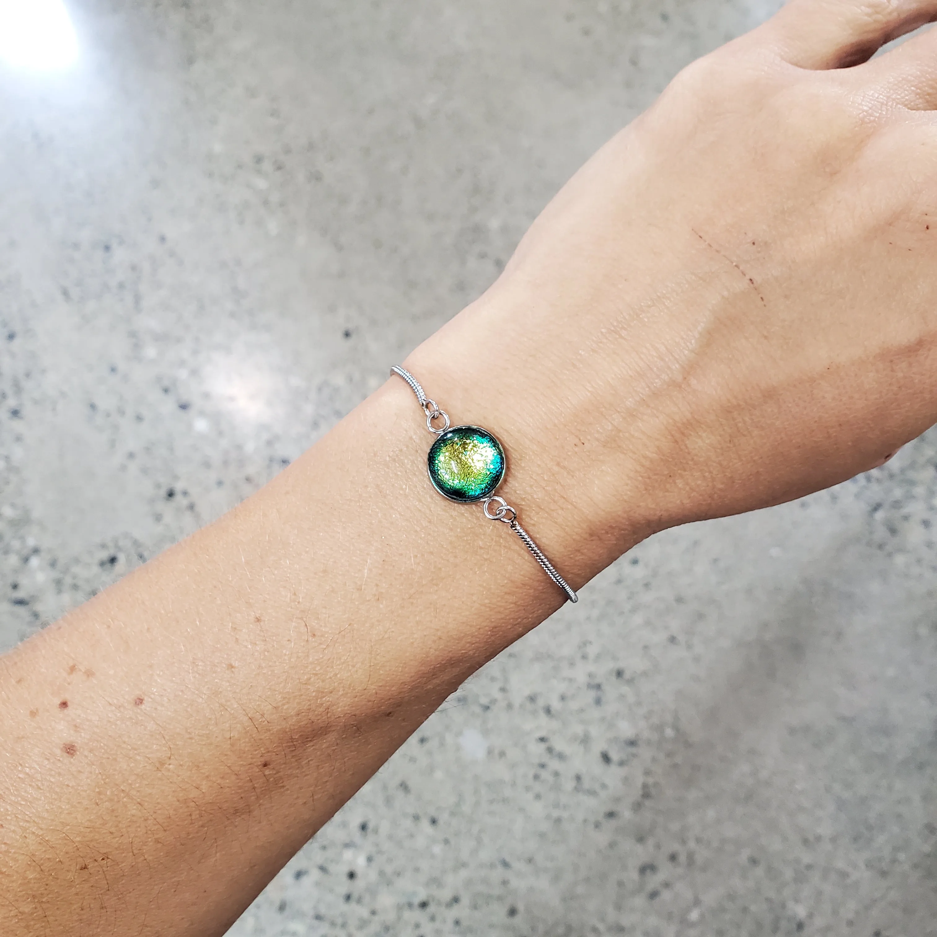 Bracelet ajustable turquoise transparent