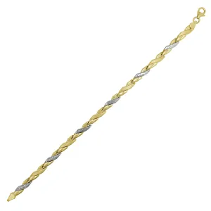Brushed-Finish & Faceted Criss-Cross Fancy Bracelet (14K)