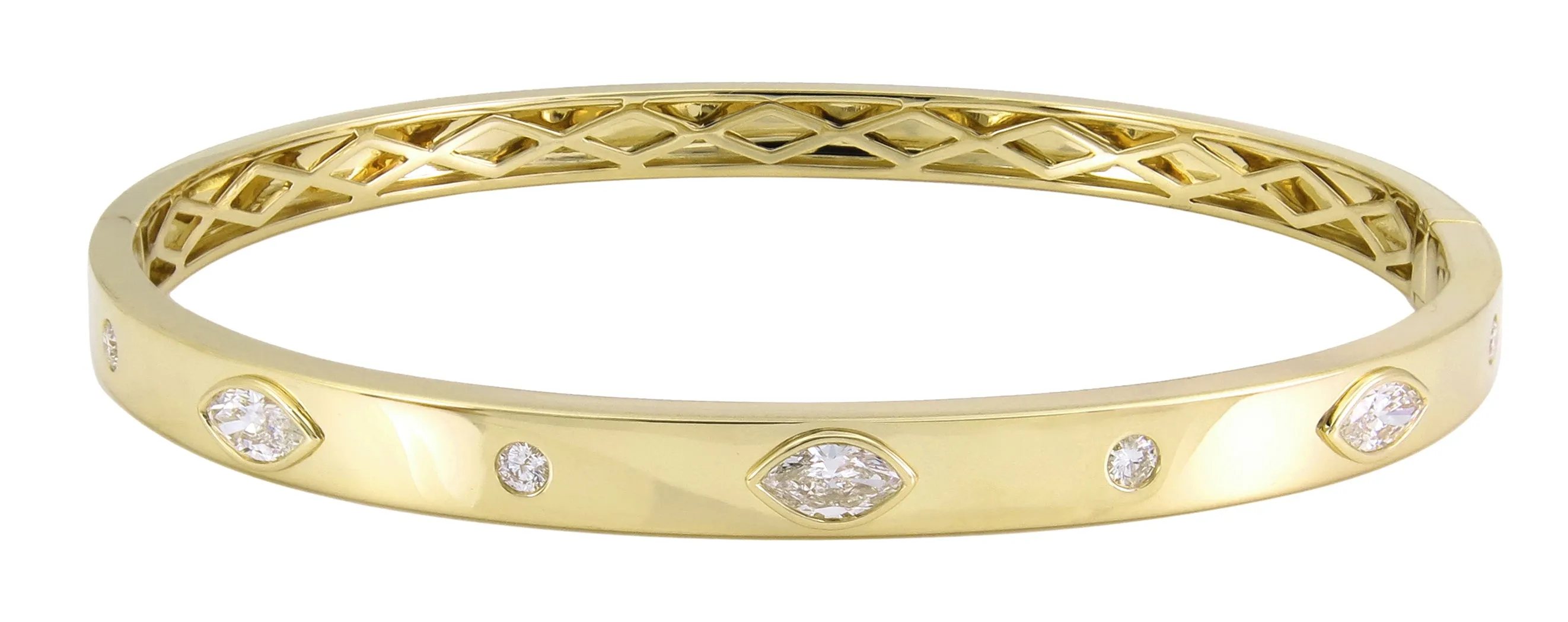 Burnish Set Diamond Station Bangle Bracelet