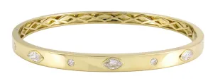 Burnish Set Diamond Station Bangle Bracelet