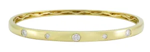 Burnish Set Diamond Station Bangle Bracelet