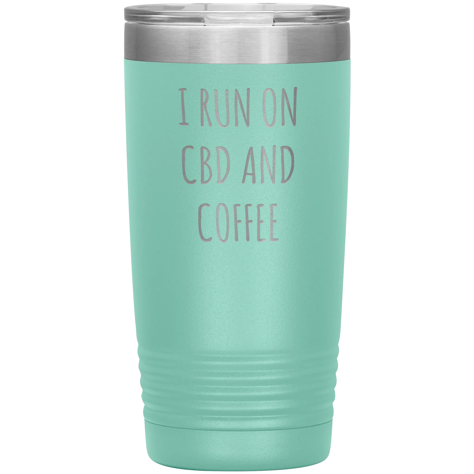 CBD Oil Gift I Run on CBD & Coffee Tumbler Mug Insulated Hot Cold Travel Coffee Cup 20oz BPA Free