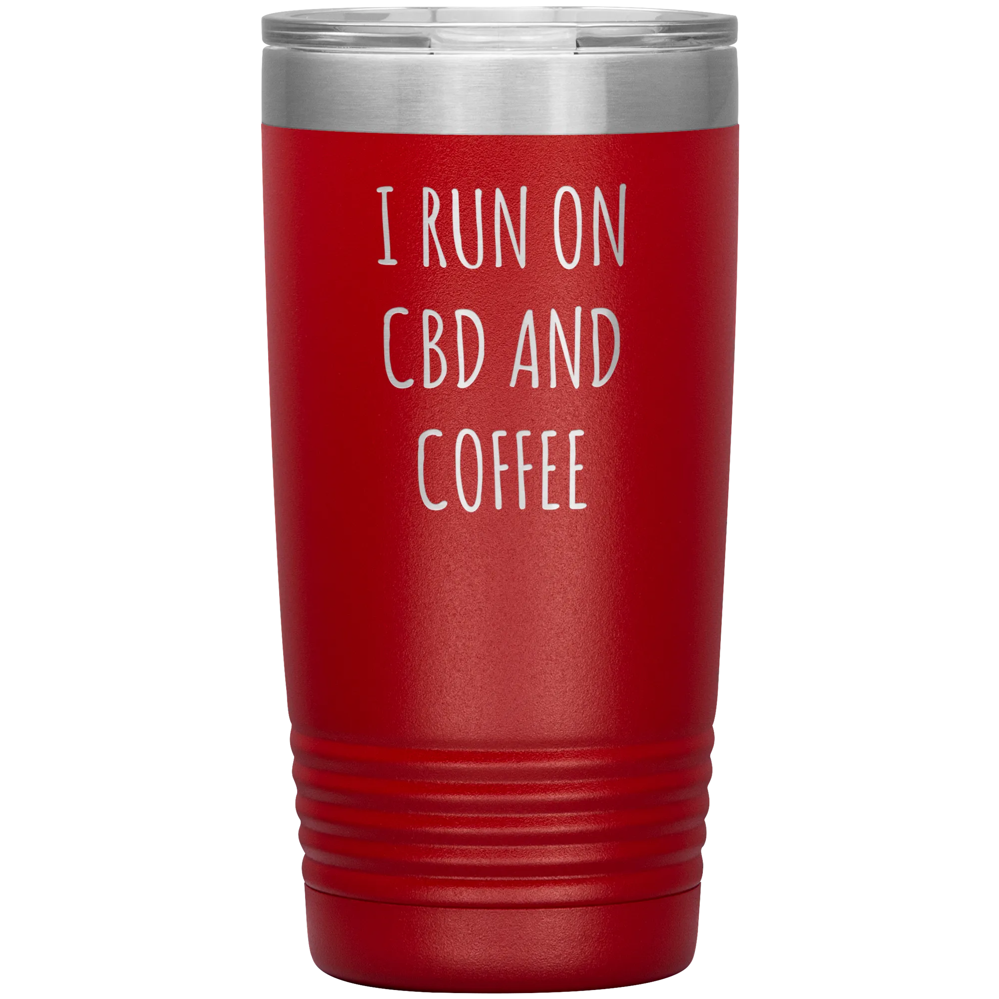 CBD Oil Gift I Run on CBD & Coffee Tumbler Mug Insulated Hot Cold Travel Coffee Cup 20oz BPA Free