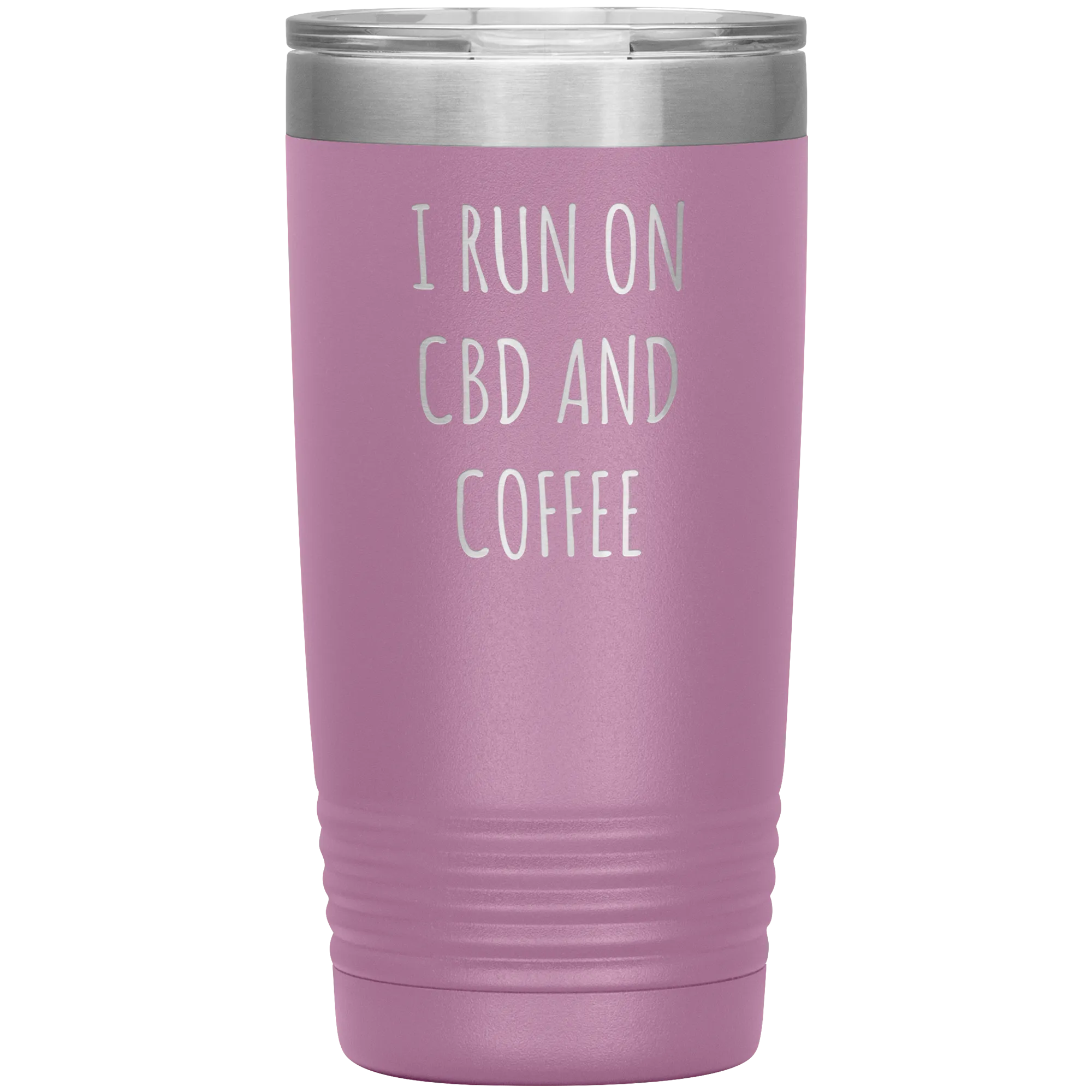 CBD Oil Gift I Run on CBD & Coffee Tumbler Mug Insulated Hot Cold Travel Coffee Cup 20oz BPA Free