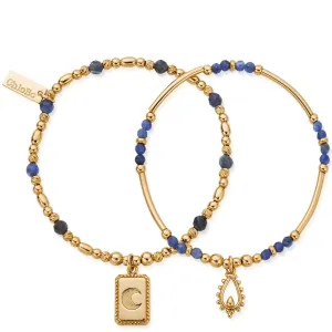 ChloBo Reflect Sodalite Bracelet Set - Gold