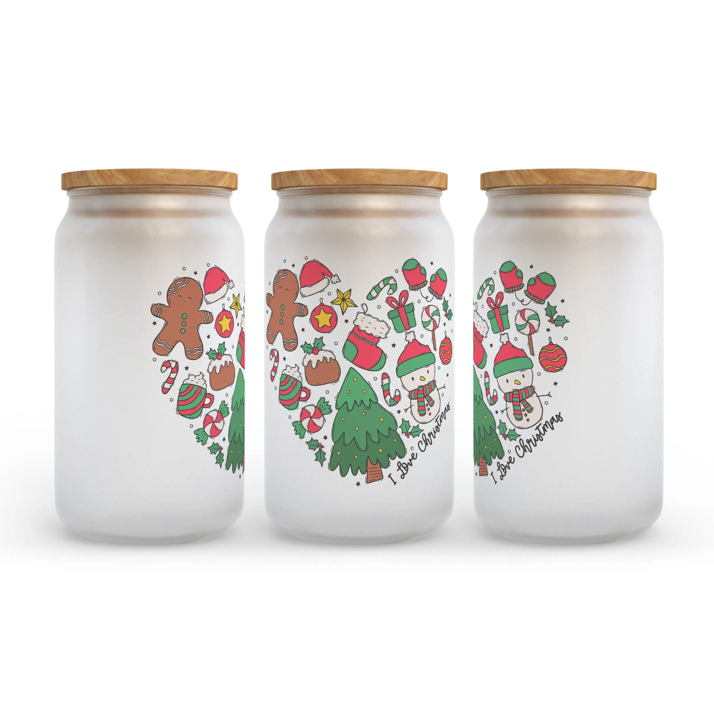 Christmas Frosted Glass Can Tumbler
