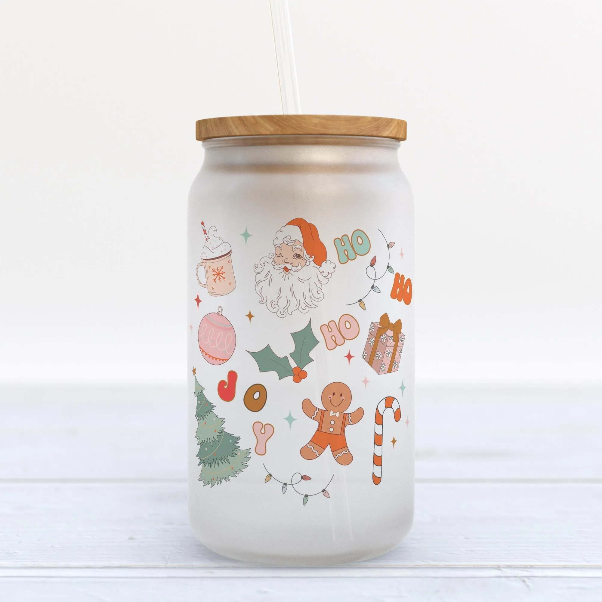 Christmas Frosted Glass Can Tumbler