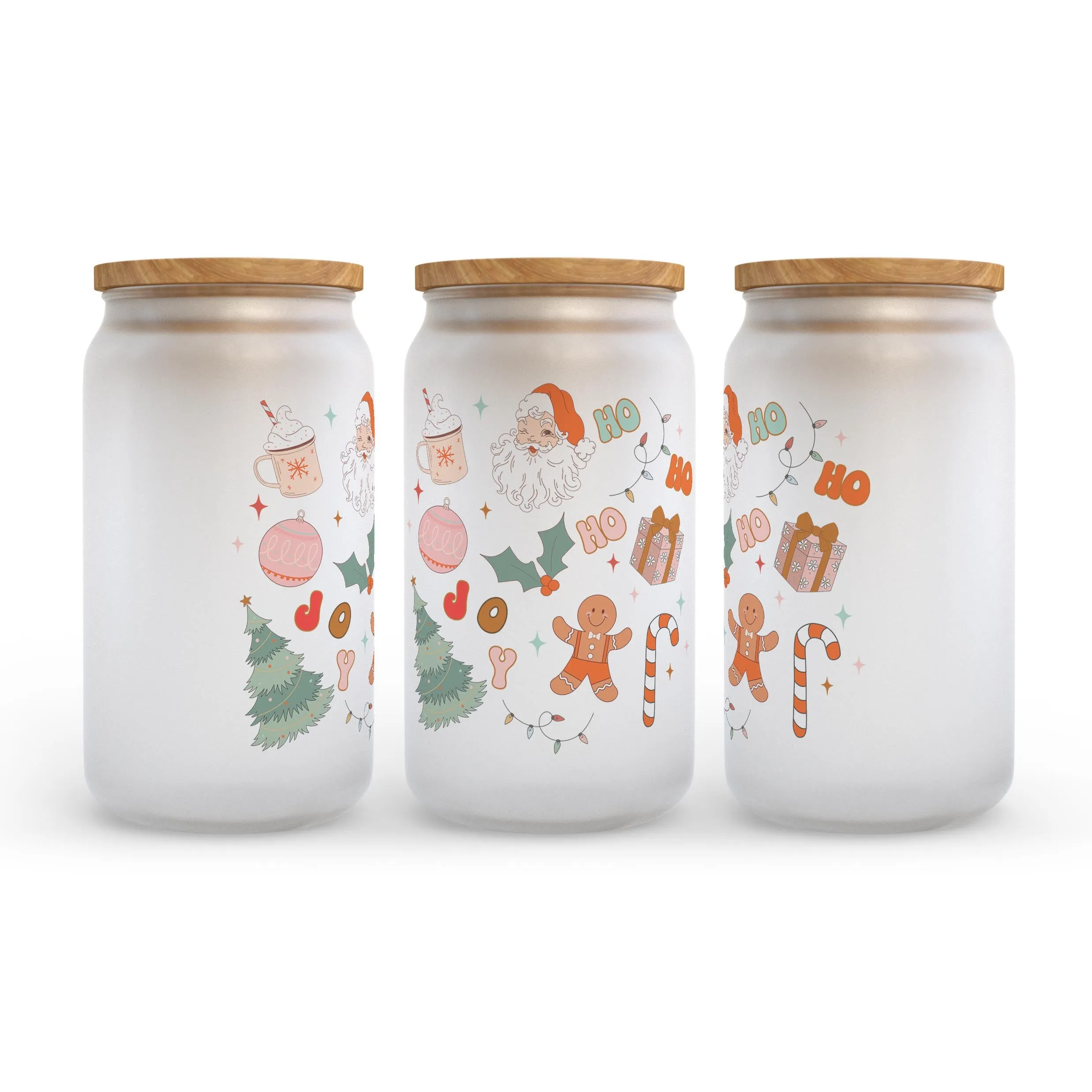 Christmas Frosted Glass Can Tumbler