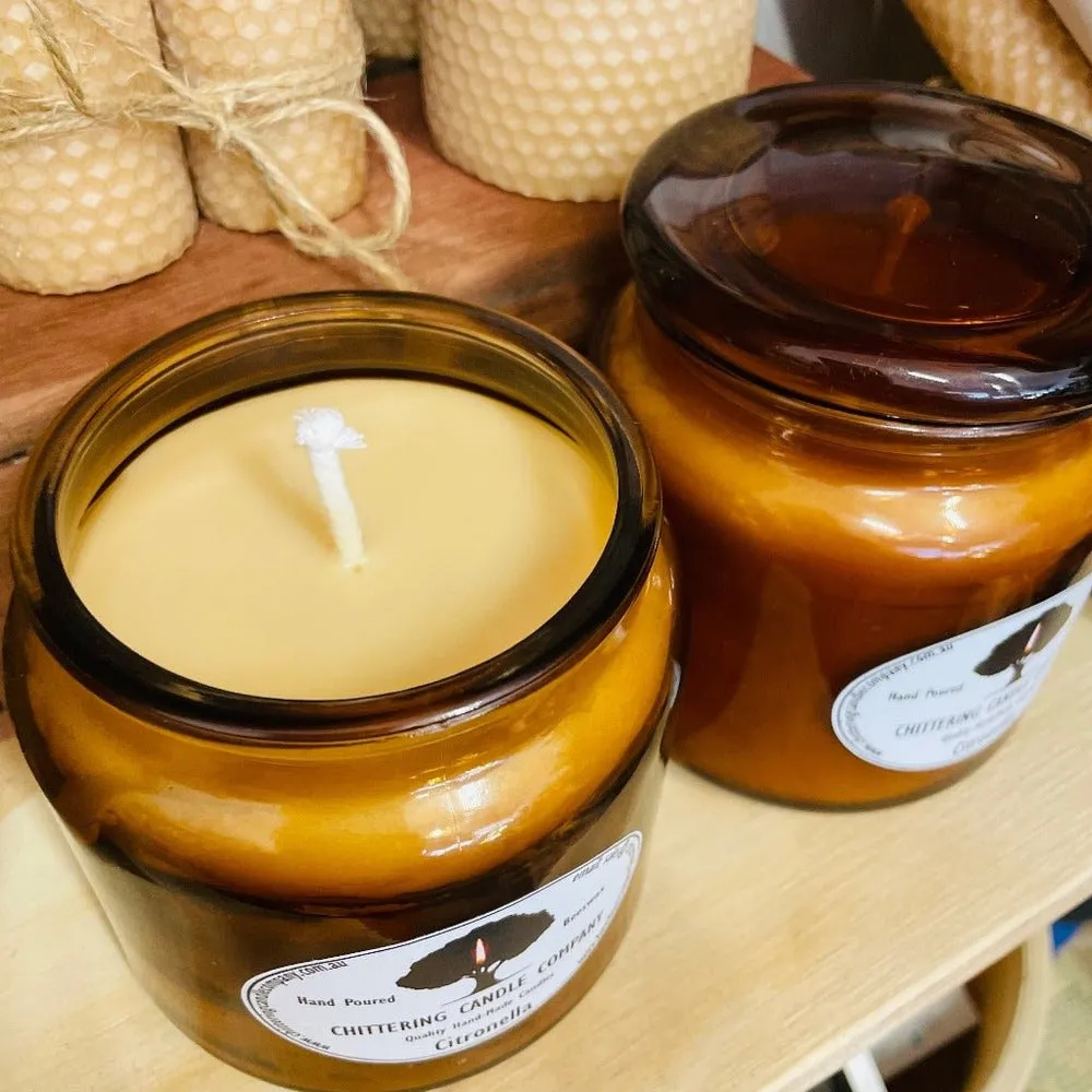 Citronella Beeswax Candle in Glass Jar, from the Chittering Candle Co.