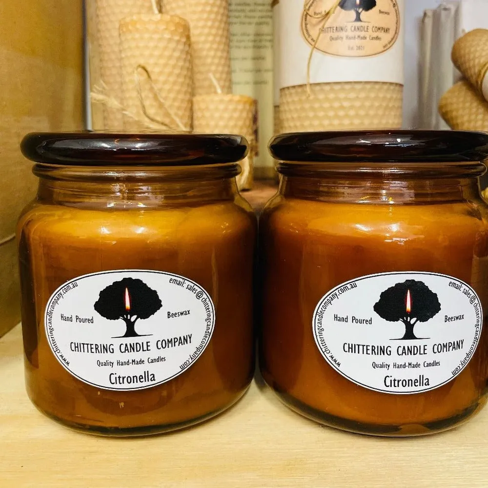 Citronella Beeswax Candle in Glass Jar, from the Chittering Candle Co.